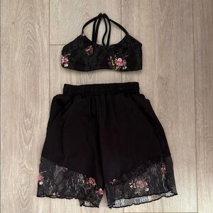 Five Dancewear Floral Lace Black Set